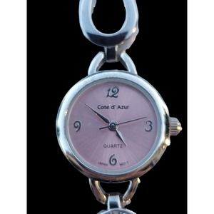 Rare Ladies Pink Cote D Azur Bracelet Watch 21mm Quartz 8" Length Runs Well